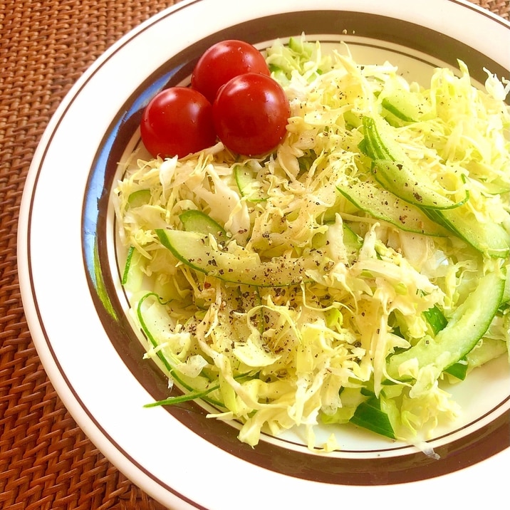 藻塩で食べる♪キャベツときゅうりのサラダ